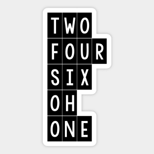 Two Four Six Oh One Sticker